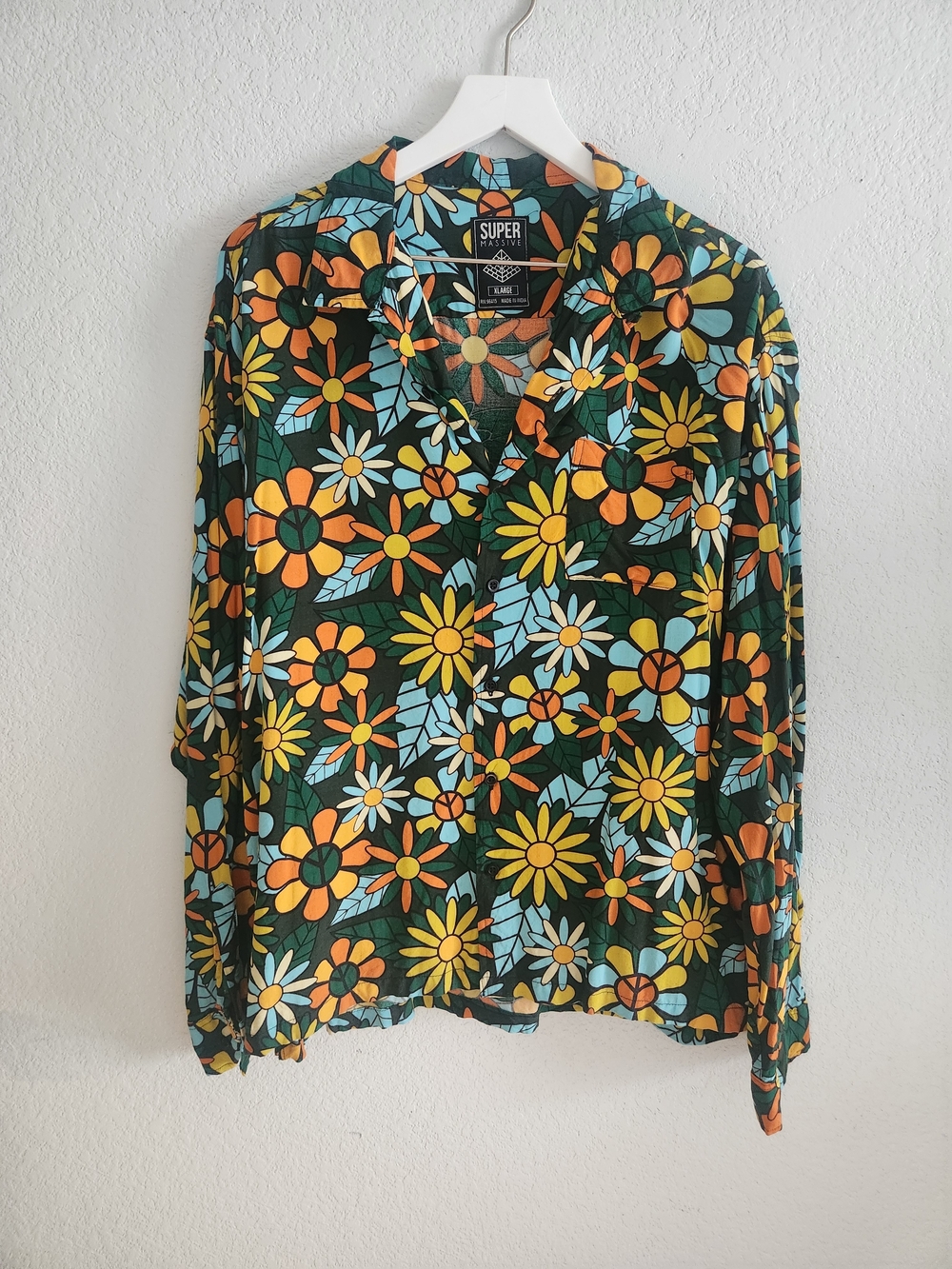 Men's Casual Floral Button-Down Shirt in Green